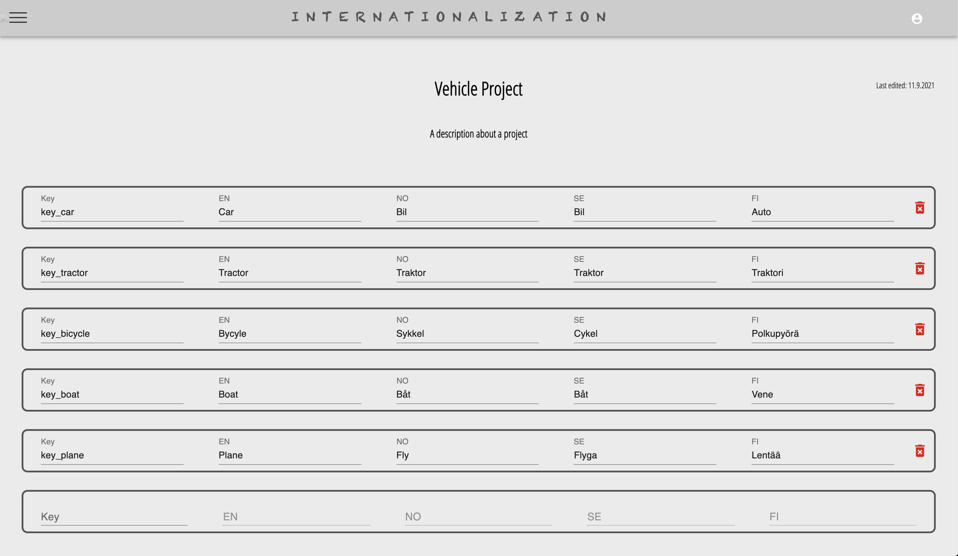 Screeenshot of the internationalization website